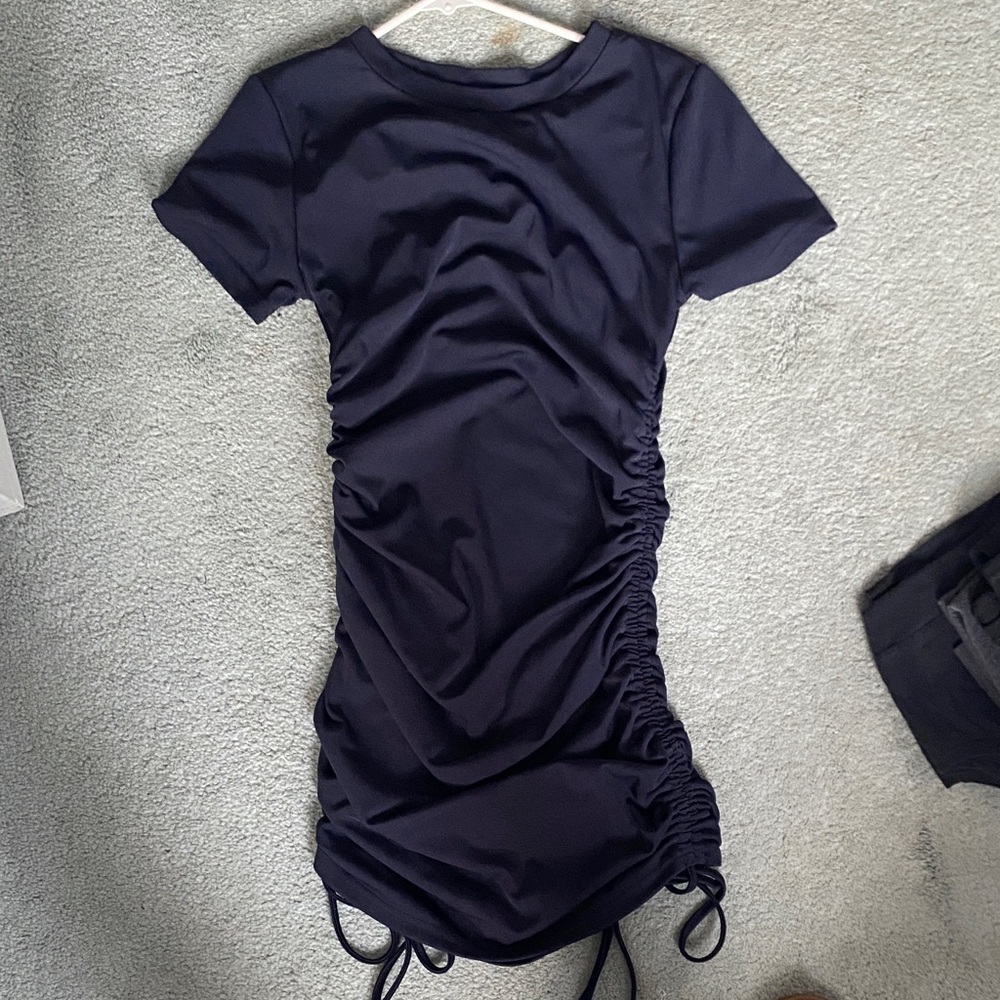 SHEIN Black Ruched Mini Dress